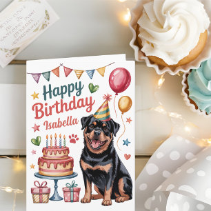 Tarjeta Cumpleaños personalizado de Rottweiler lindo