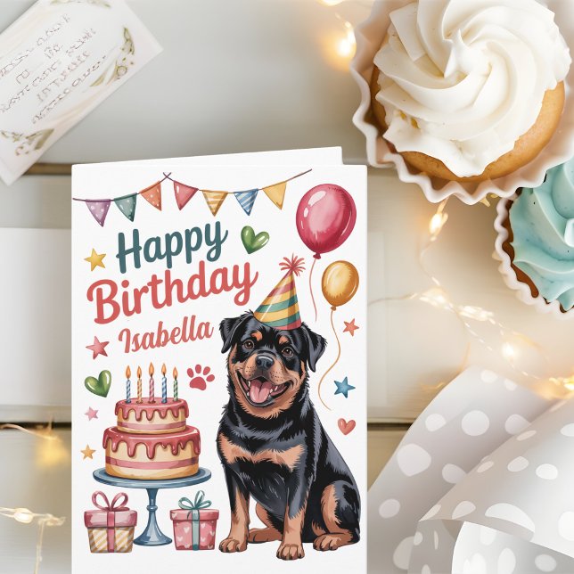 Tarjeta Cumpleaños personalizado de Rottweiler lindo (Subido por el creador)