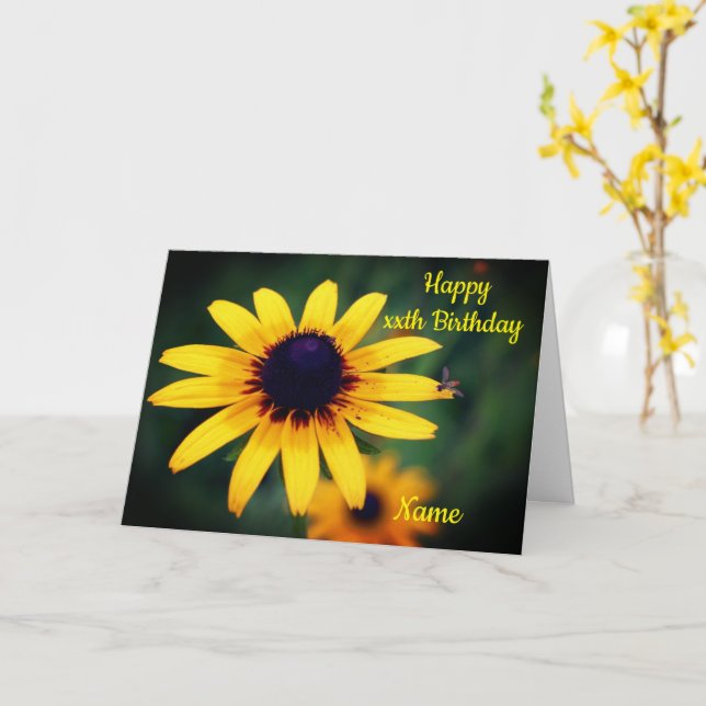 Tarjeta Cumpleaños personalizado de Susan Flower Black Eye (flor amarilla)