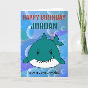 Tarjeta Cumpleaños Personalizado de Tiburón Jawsome