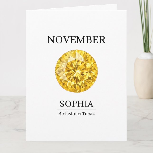 Tarjeta Cumpleaños Personalizado de Topacio de Noviembre (Anverso)
