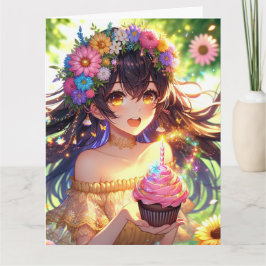 Tarjeta Cumpleaños personalizado de un Chica de anime de g