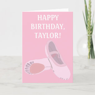Tarjeta Cumpleaños personalizado de zapatos de ballet rosa