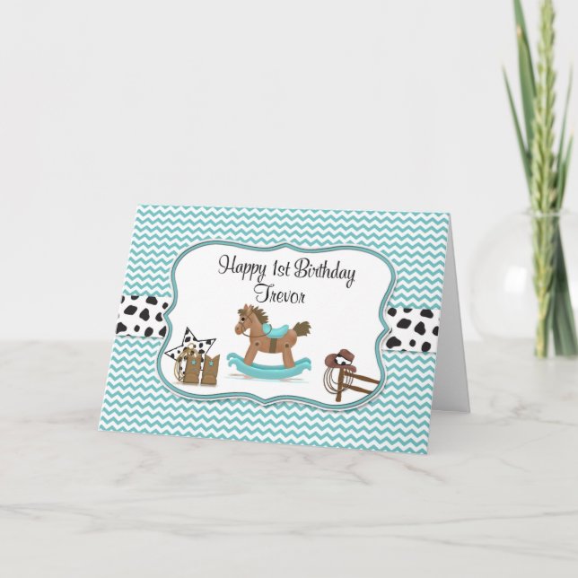 Tarjeta Cumpleaños personalizado del caballo de Roca Turqu (Anverso)