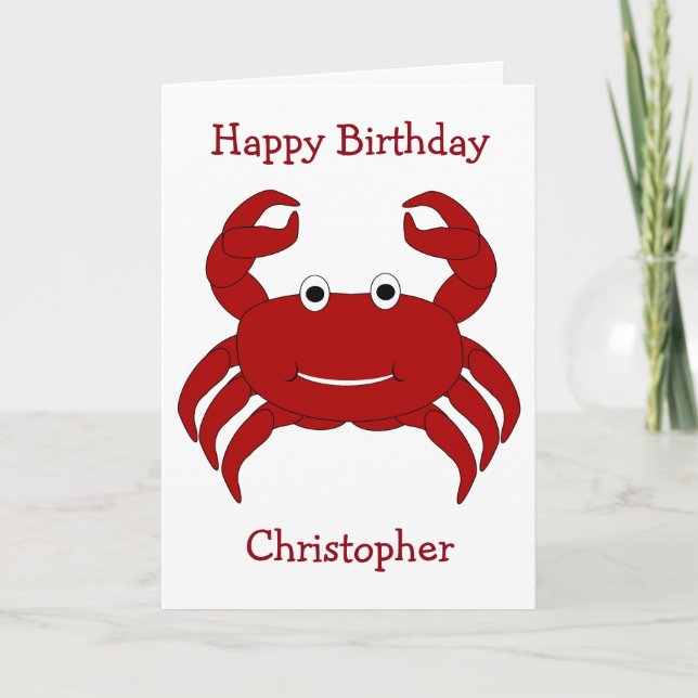 Tarjeta Cumpleaños personalizado del cangrejo (Anverso)