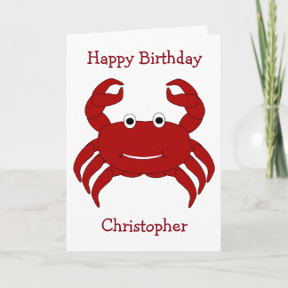 Tarjeta Cumpleaños personalizado del cangrejo