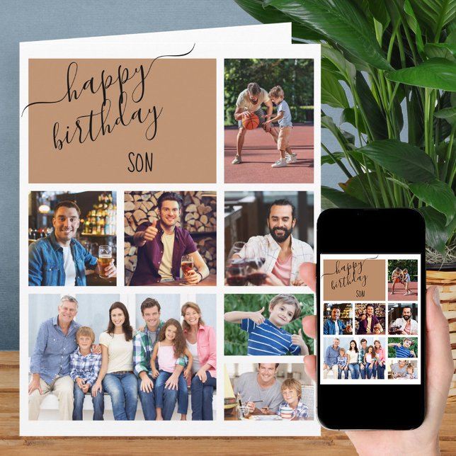 Tarjeta Cumpleaños Personalizado del Collage de fotos Son  (Subido por el creador)