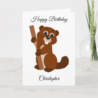 Tarjeta Cumpleaños personalizado del diseño de castores
