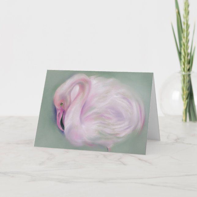Tarjeta Cumpleaños personalizado del flamenco rosa suave (Anverso)