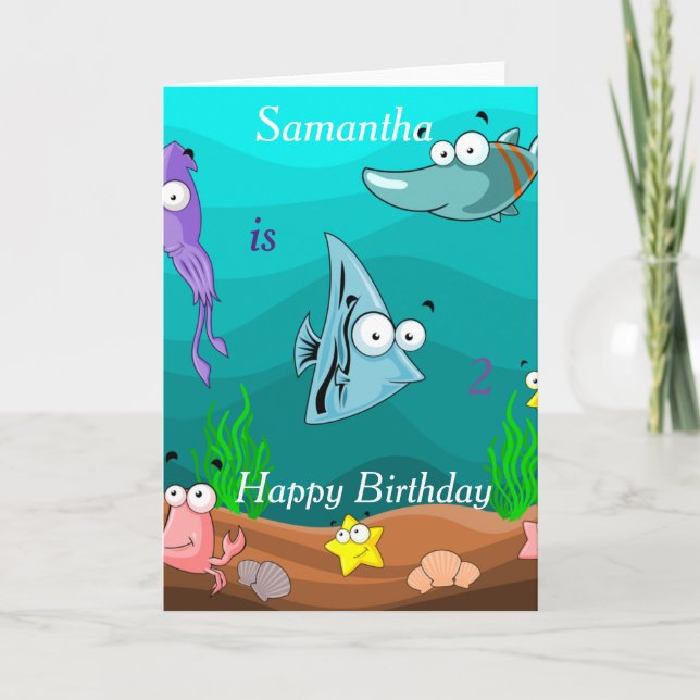 Tarjeta Cumpleaños personalizado del mar submarino (Anverso)