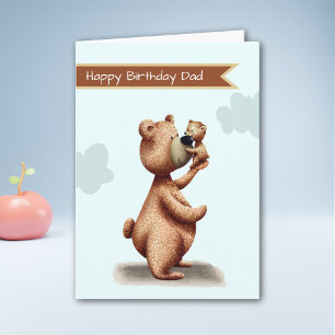 Tarjeta Cumpleaños personalizado del padre oso con cachorr