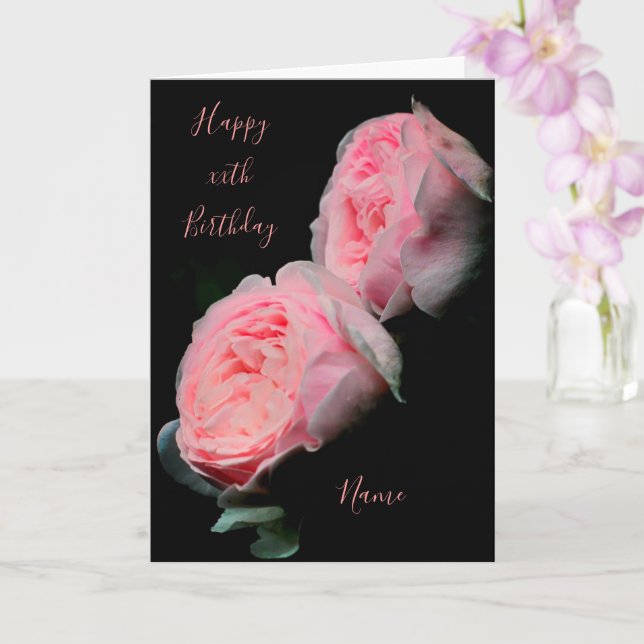 Tarjeta Cumpleaños personalizado del par de rosas rosadas (Orquídea)