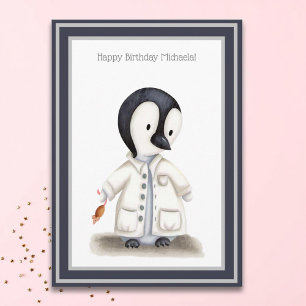 Tarjeta Cumpleaños Personalizado del Pingüino Científico C