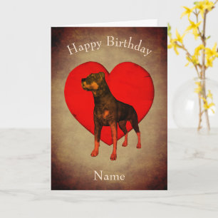 Tarjeta Cumpleaños Personalizado del Rottweiler Red Heart