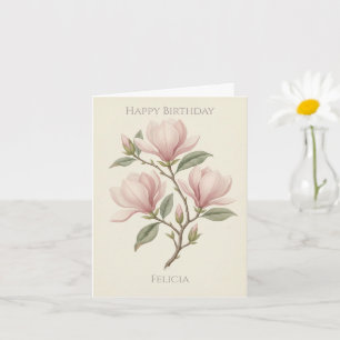 Tarjeta Cumpleaños personalizado elegante magnolia antiguo