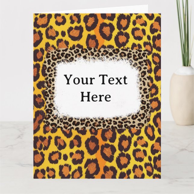 Tarjeta Cumpleaños Personalizado Estampado Animal Leopardo (Anverso)
