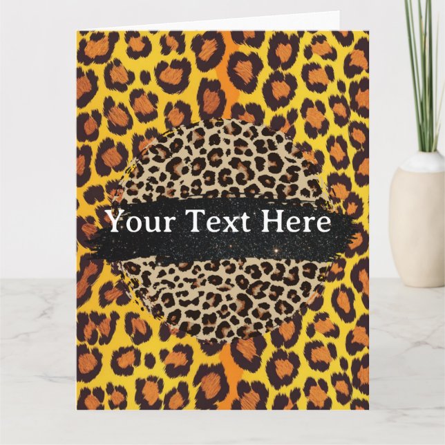 Tarjeta Cumpleaños Personalizado Estampado Animal Leopardo (Anverso)