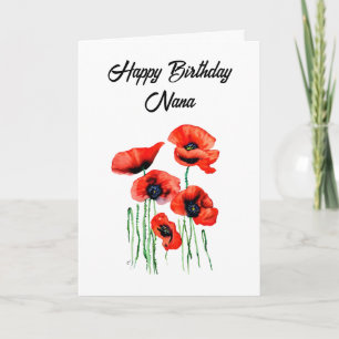 Tarjeta Cumpleaños Personalizado Feliz Nana Amapolas Linda