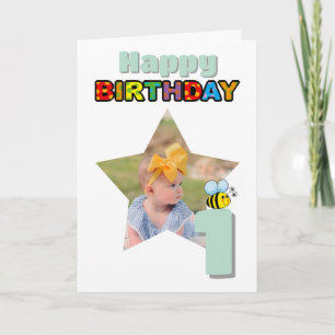 Tarjeta Cumpleaños Personalizado Foto Dulce Abeja Uno 1