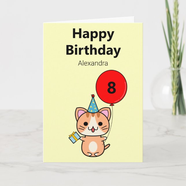 Tarjeta Cumpleaños Personalizado Gatito Adorable (Anverso)