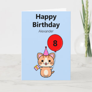 Tarjeta Cumpleaños Personalizado Gatito Adorable