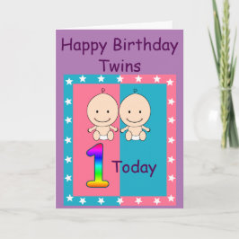 Tarjeta Cumpleaños Personalizado Gemelos 1er Año