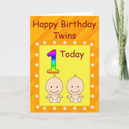 Tarjeta Cumpleaños Personalizado Gemelos 1er Año