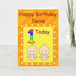 Tarjeta Cumpleaños Personalizado Gemelos 1er Año