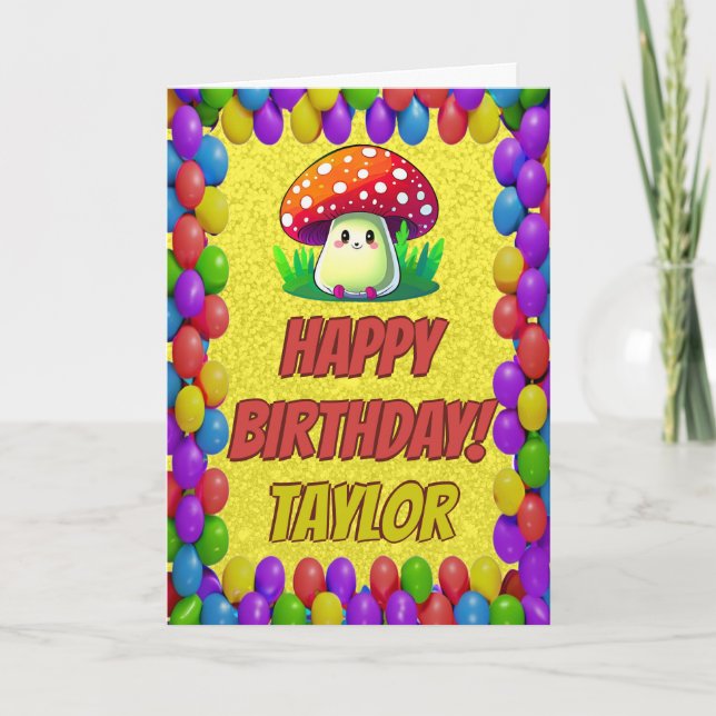 Tarjeta Cumpleaños Personalizado Guardian de Hongos (Anverso)