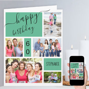 Tarjeta Cumpleaños Personalizado Jade Collage de 5 Fotos p
