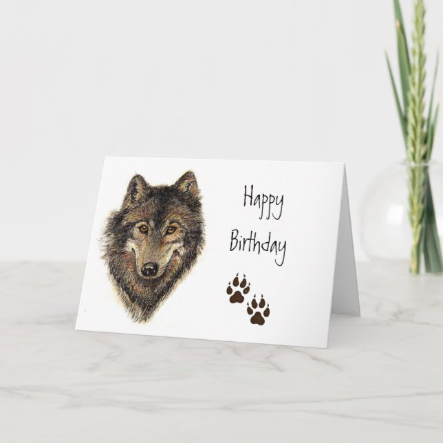 Tarjeta Cumpleaños, Personalizado Lobo, Lobos, Naturaleza  (Anverso)