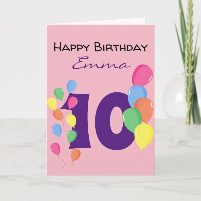 Tarjeta Cumpleaños personalizado número 10 (Anverso)