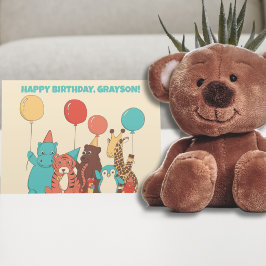 Tarjeta Cumpleaños Personalizado para Niños Animales de Fi