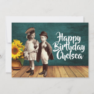 Tarjeta Cumpleaños personalizado para niños y girasoles vi