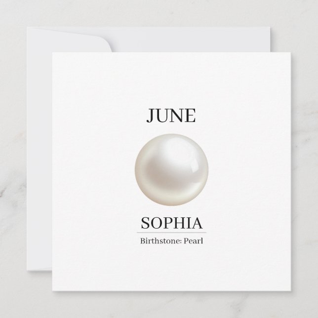 Tarjeta Cumpleaños Personalizado Perla de Junio (Anverso)