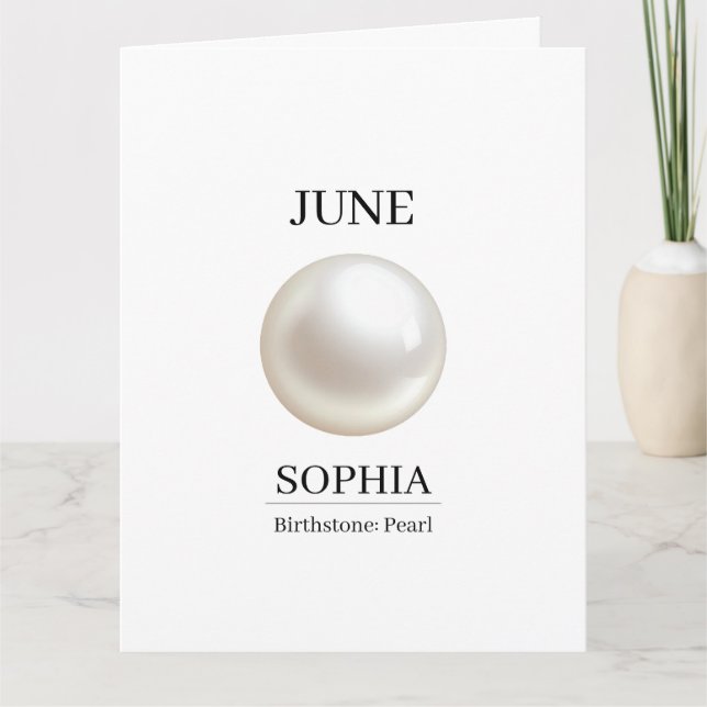Tarjeta Cumpleaños Personalizado Perla de Junio (Anverso)