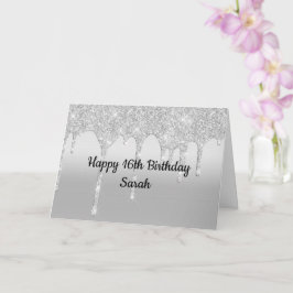 Tarjeta Cumpleaños Personalizado Plateado con Brillo que C
