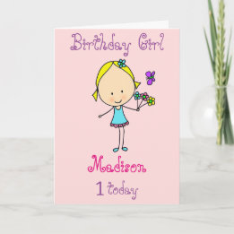 Tarjeta Cumpleaños Personalizado Primera Niña