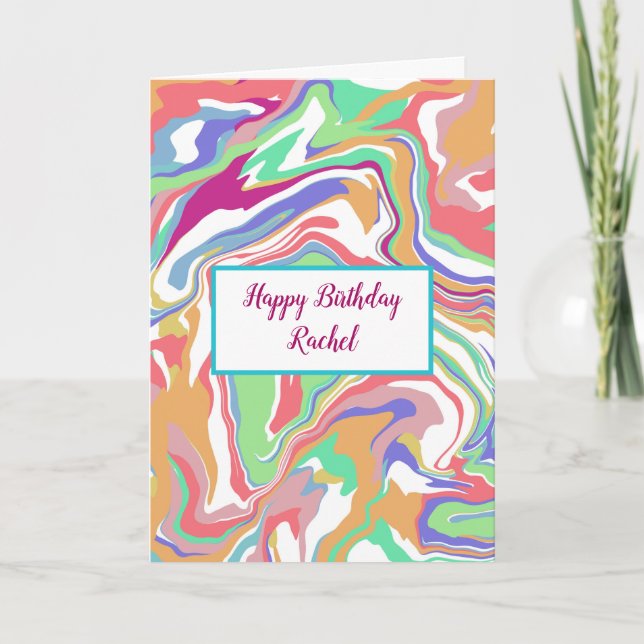 Tarjeta Cumpleaños personalizado | Sherbert Marble (Anverso)