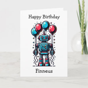 Tarjeta Cumpleaños Personalizado Temático Robot