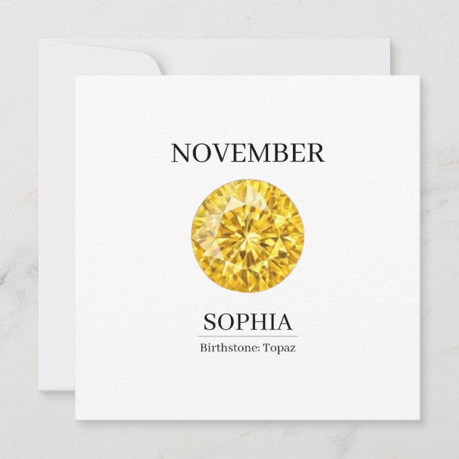 Tarjeta Cumpleaños Personalizado Topacio de Noviembre (Anverso)