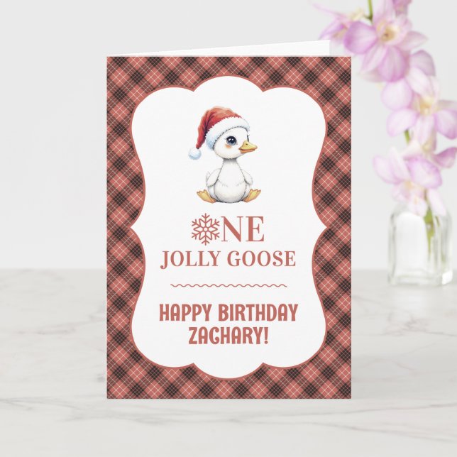 Tarjeta Cumpleaños personalizado uno ganso alegre diciembr (Orquídea)