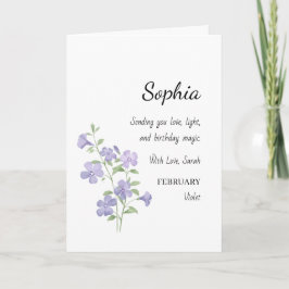 Tarjeta Cumpleaños Personalizado Violeta de Febrero