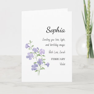 Tarjeta Cumpleaños Personalizado Violeta de Febrero