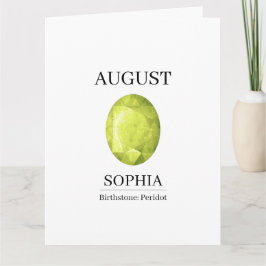 Tarjeta Cumpleaños Piedra Natal Peridoto de Agosto