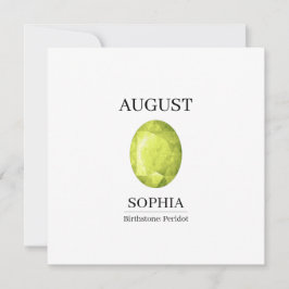Tarjeta Cumpleaños Piedra Natal Peridoto de Agosto