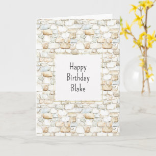 Tarjeta Cumpleaños Piedras Falsas Gris Blanco Crema