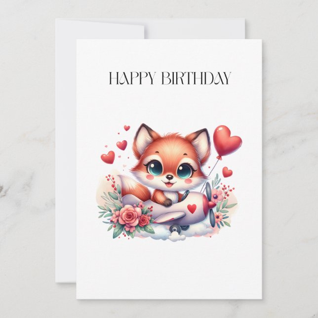 Tarjeta Cumpleaños piloto zorro (Anverso)