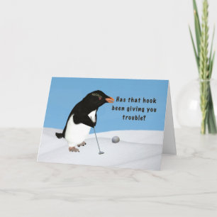 Tarjeta Cumpleaños, Pingüino humorístico jugando golf