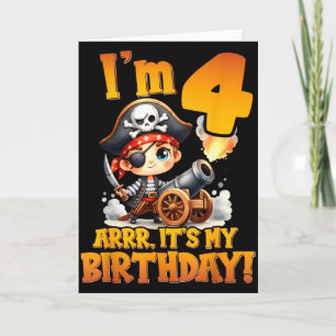 Tarjeta Cumpleaños pirata cuatro Cumplo 4 Arrr Es mi cumpl